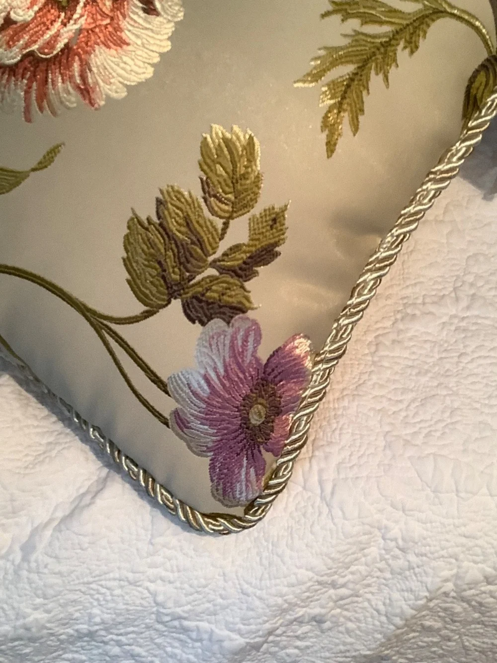 Croscill Daphne Pillow Square Embroidered Floral Pillow 17